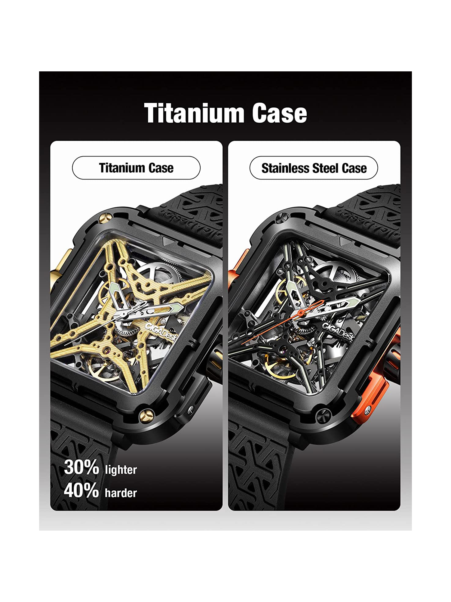 CIGA DESIGN Automatic Watch for Gents With Additional Strap - X021-BLGO-W25BK