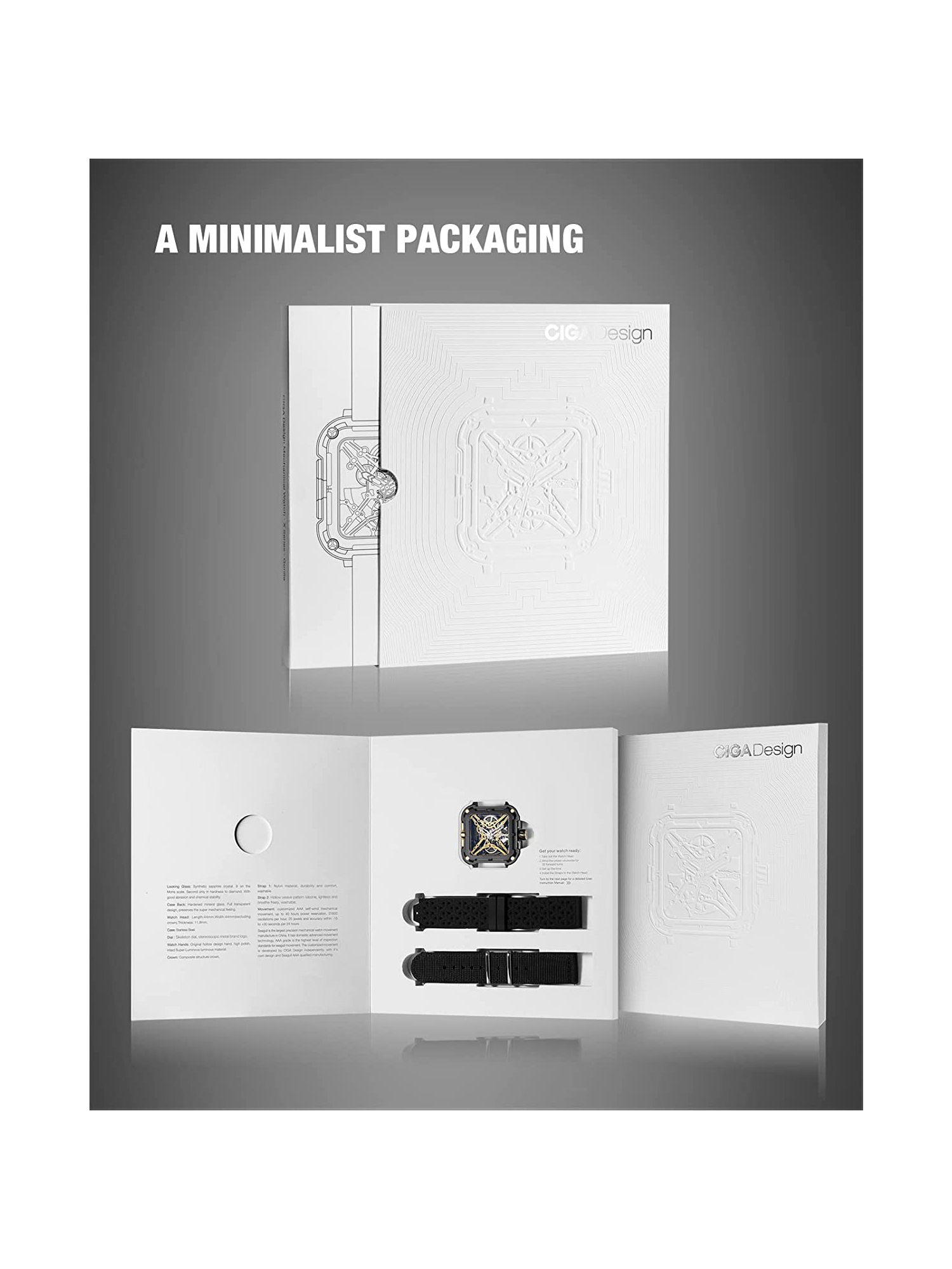 CIGA DESIGN Automatic Watch for Gents With Additional Strap - X021-BLGO-W25BK