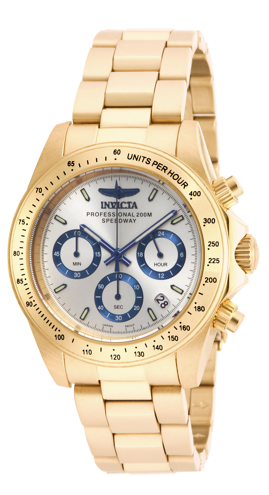Invicta Speedway Quartz Chronograph Silver Dial Watch Stainless Steel Men&