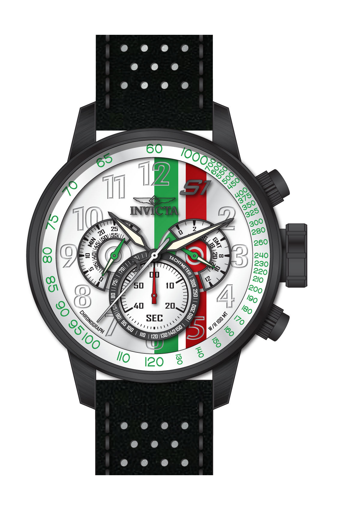 Invicta Leather Analogue White Dial Mens Watch-19294, Band Color:Black