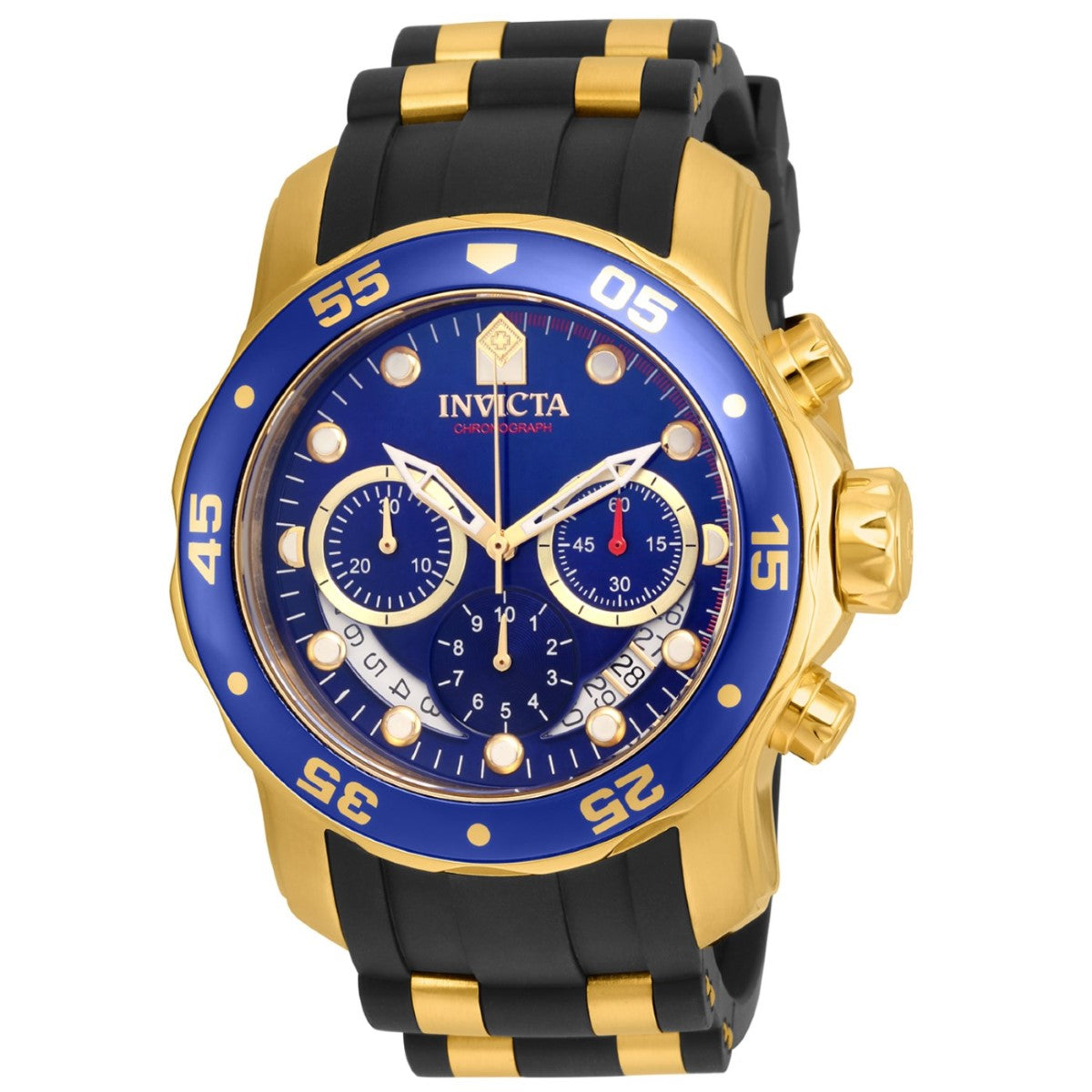 Invicta Silicone Pro Diver Chronograph Blue Dial, Black Band Analog Watch for Men - 21929