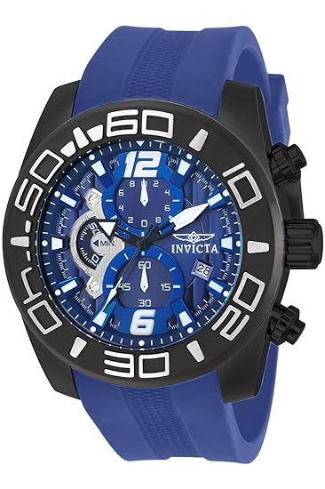 Invicta Silicone Casual Chronograph Blue Dial Mens Watch-22812, Band Color:Blue