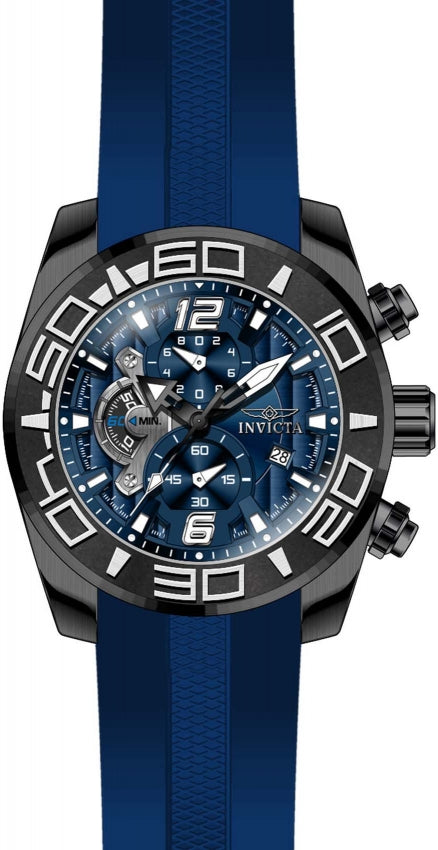 Invicta Silicone Casual Chronograph Blue Dial Mens Watch-22812, Band Color:Blue