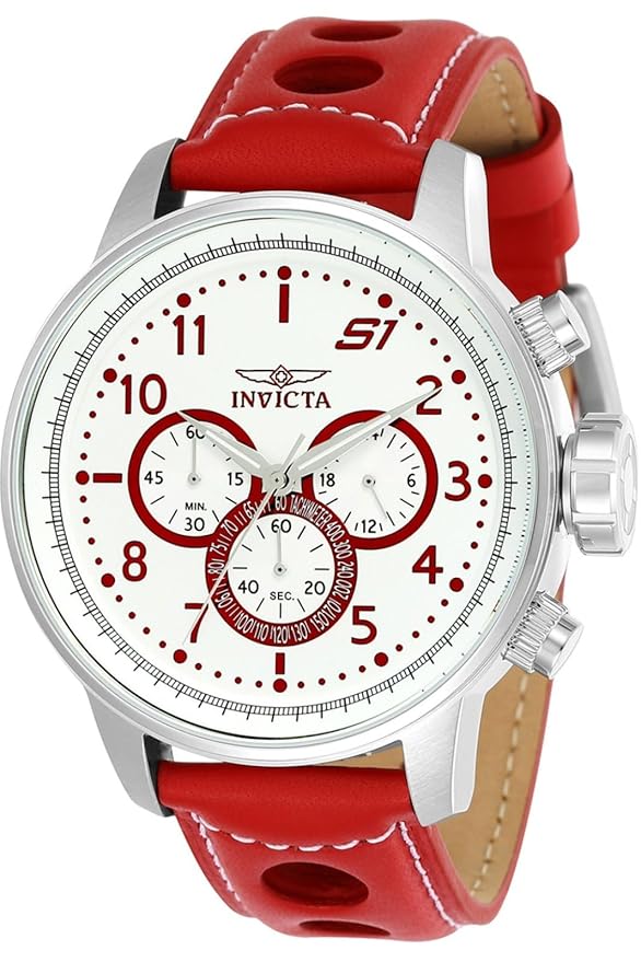 Invicta Leather Analogue Multicolor Dial , Band Color:Red Mens Watch-24082