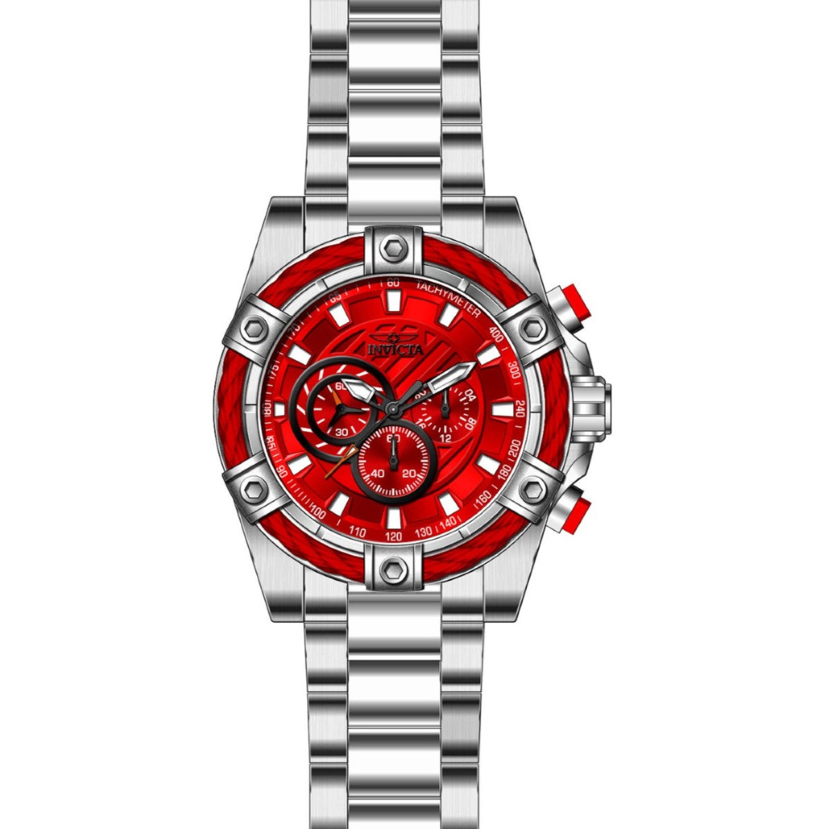 Invicta Silicone Bolt Chronograph Red Dial Analog Watch for Men - 25514