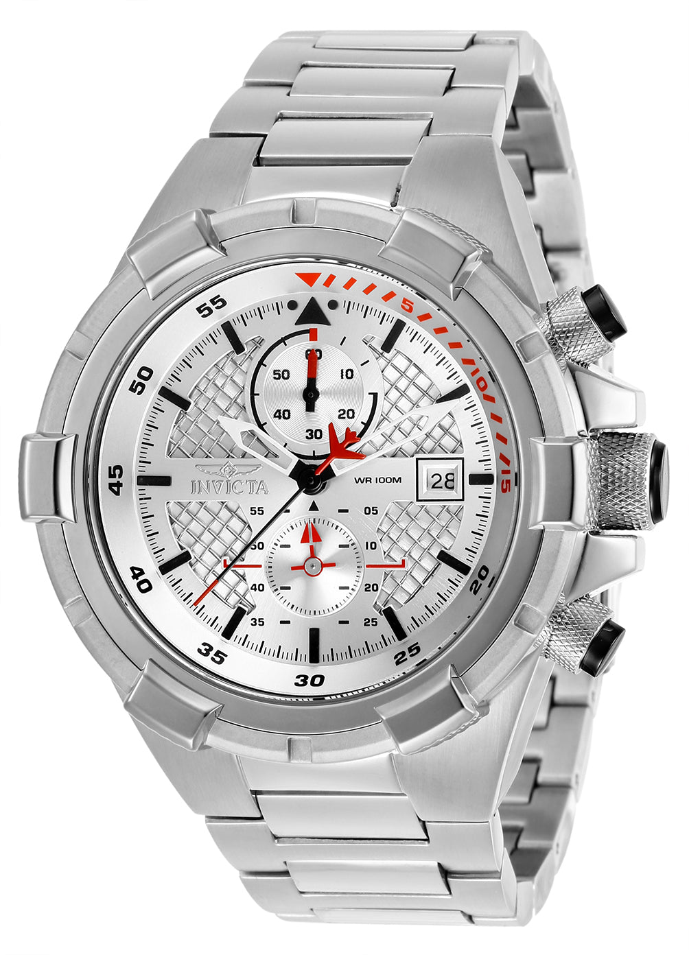 INVICTA Aviator Quartz Movement Silver Analog Dial Watch For Gents- 28107