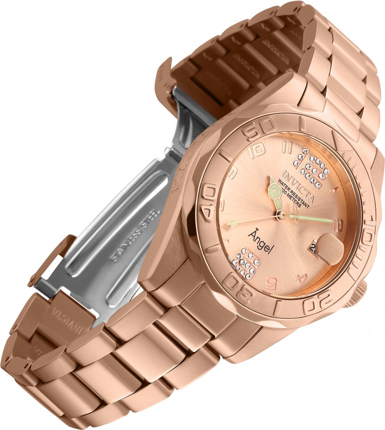 Invicta Angel Quartz Caliber PC32 Movement Rose Gold Dial Analog Watch For - Ladies 28681