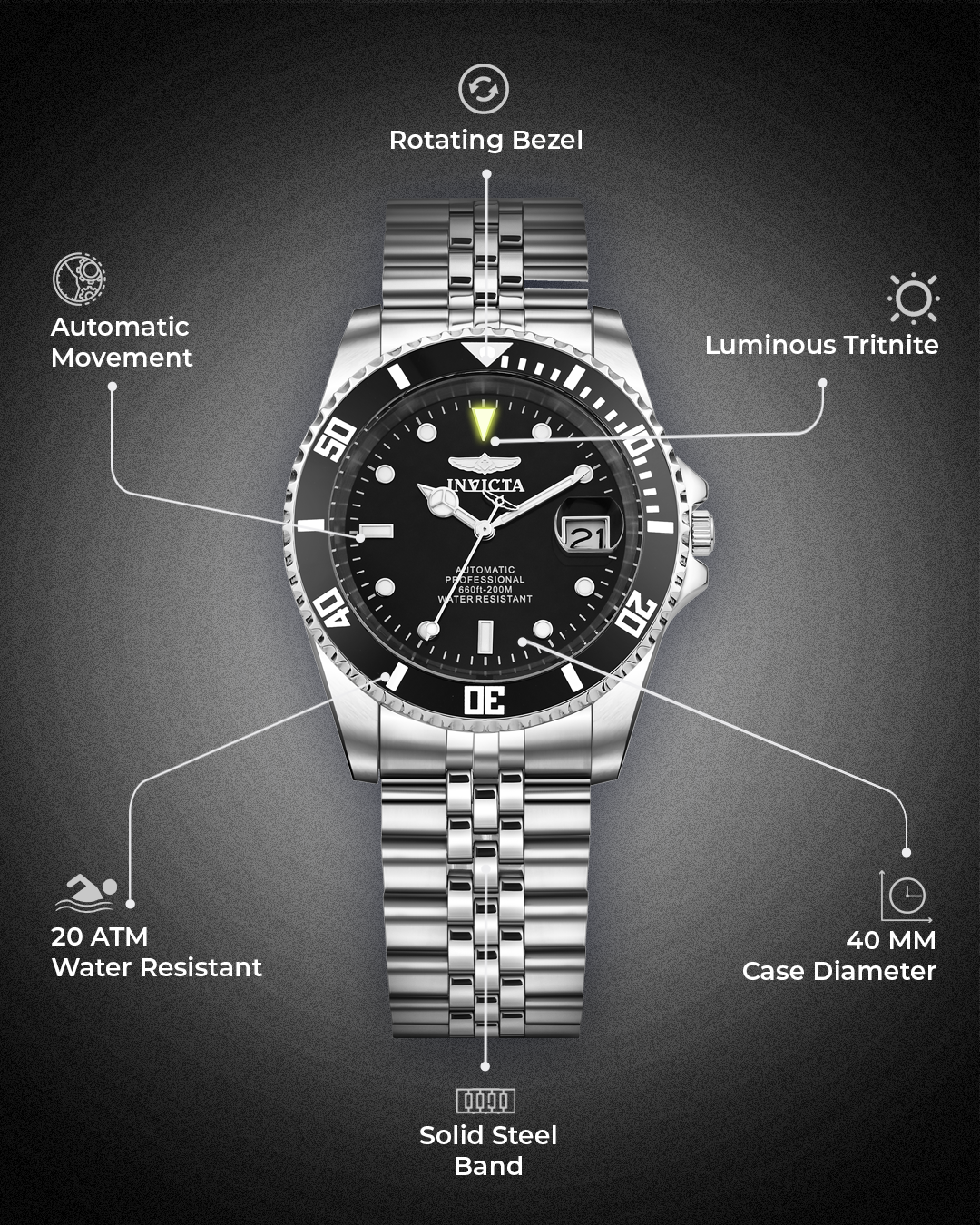 Invicta Pro Diver Automatic Analog Watch For Gents - 29178