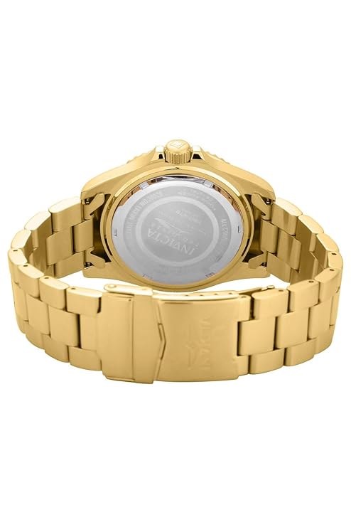 Invicta Stainless Steel Analog Black Dial Men Watch-30026, Gold Band