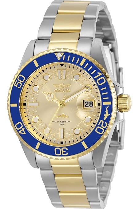 Invicta Stainless Steel Womens Pro Diver Quartz Analog Watch, Two Tone, 30482, Multicolor