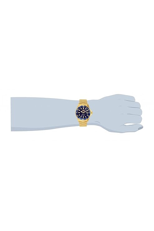 Invicta Stainless Steel Pro Diver Analog Blue Dial, Gold Band Watch for Men - 33270