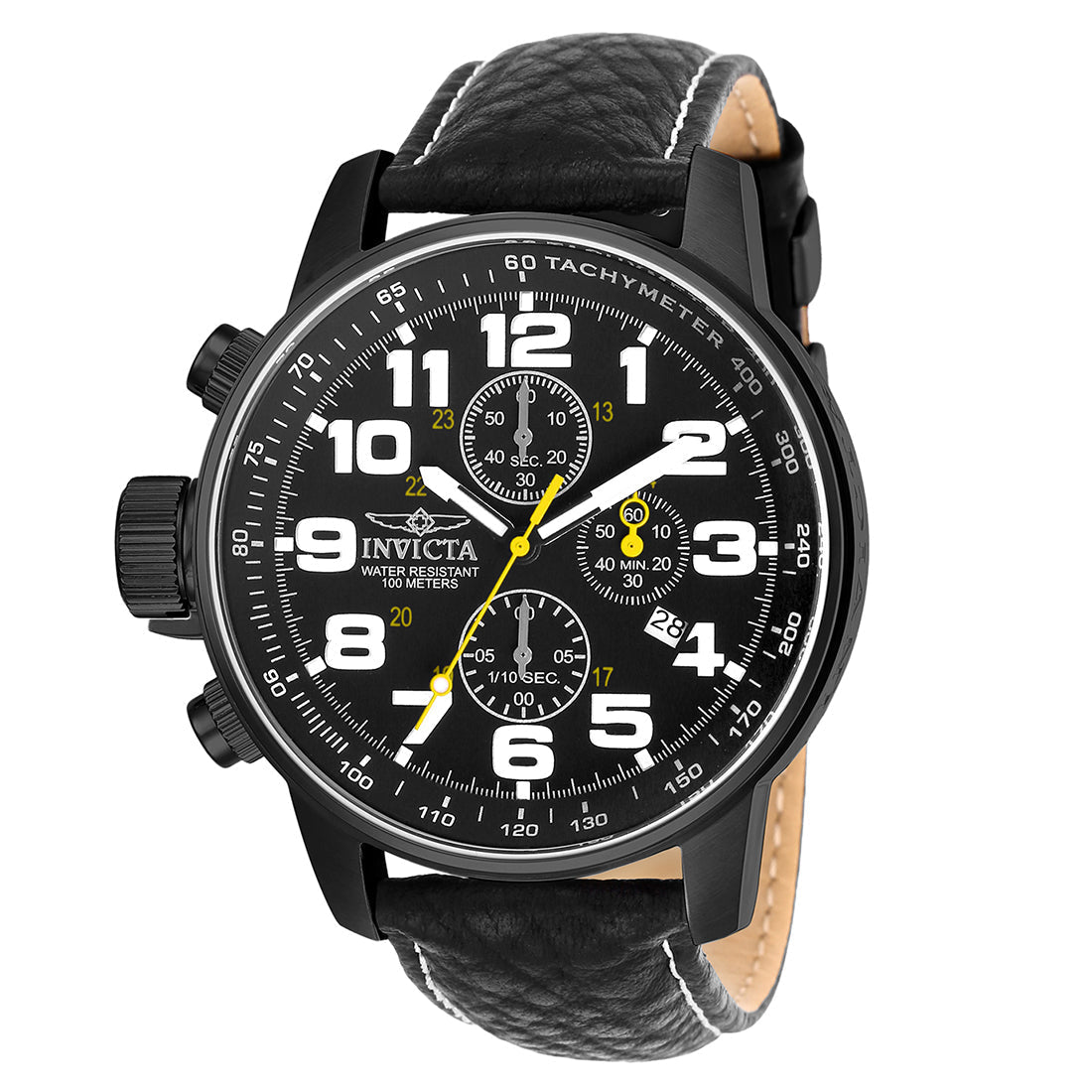 Invicta MenS 3332 Force Collection Stainless Steel Left-Handed Watch With Black Leather Band