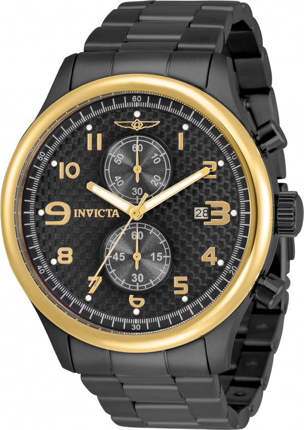 Invicta Stainless Steel Specialty Analog Black Dial Black Band Men&