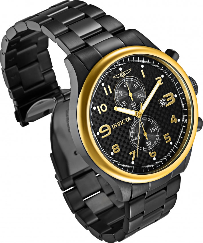 Invicta Stainless Steel Specialty Analog Black Dial Black Band Men&