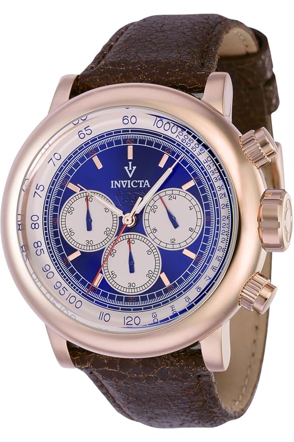 Invicta Leather Analog Multicolor Dial Band Color Brown Mens Watch-37324