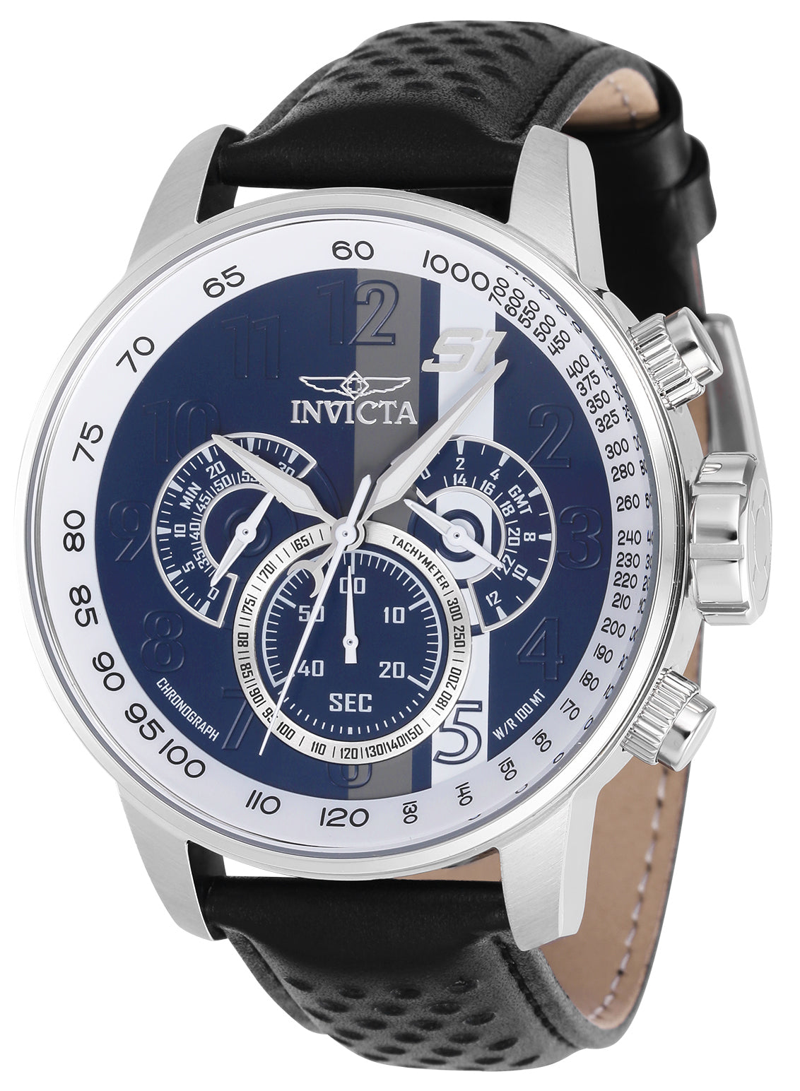 Invicta Leather Analogue Multicolor Dial, Band Color Black Mens Watch-39023