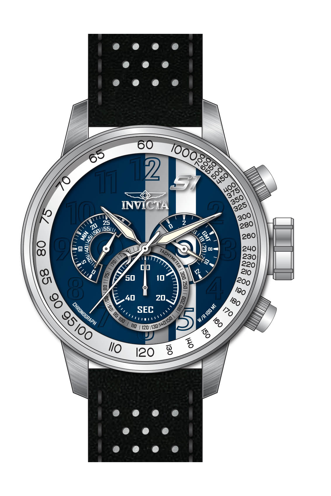 Invicta Leather Analogue Multicolor Dial, Band Color Black Mens Watch-39023