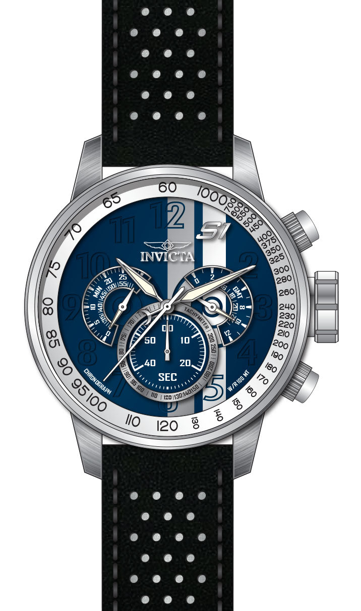 Invicta Leather Analogue Multicolor Dial, Band Color Black Mens Watch-39023