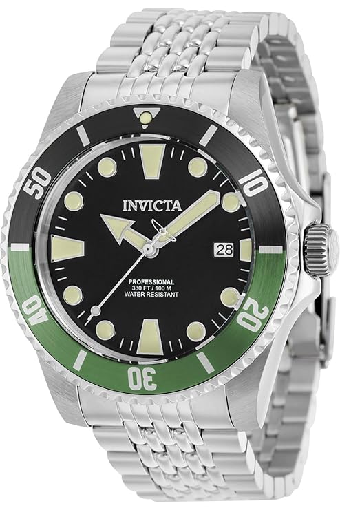Invicta Stainless Steel Analogue Black Dial, Band Color Silver Men&