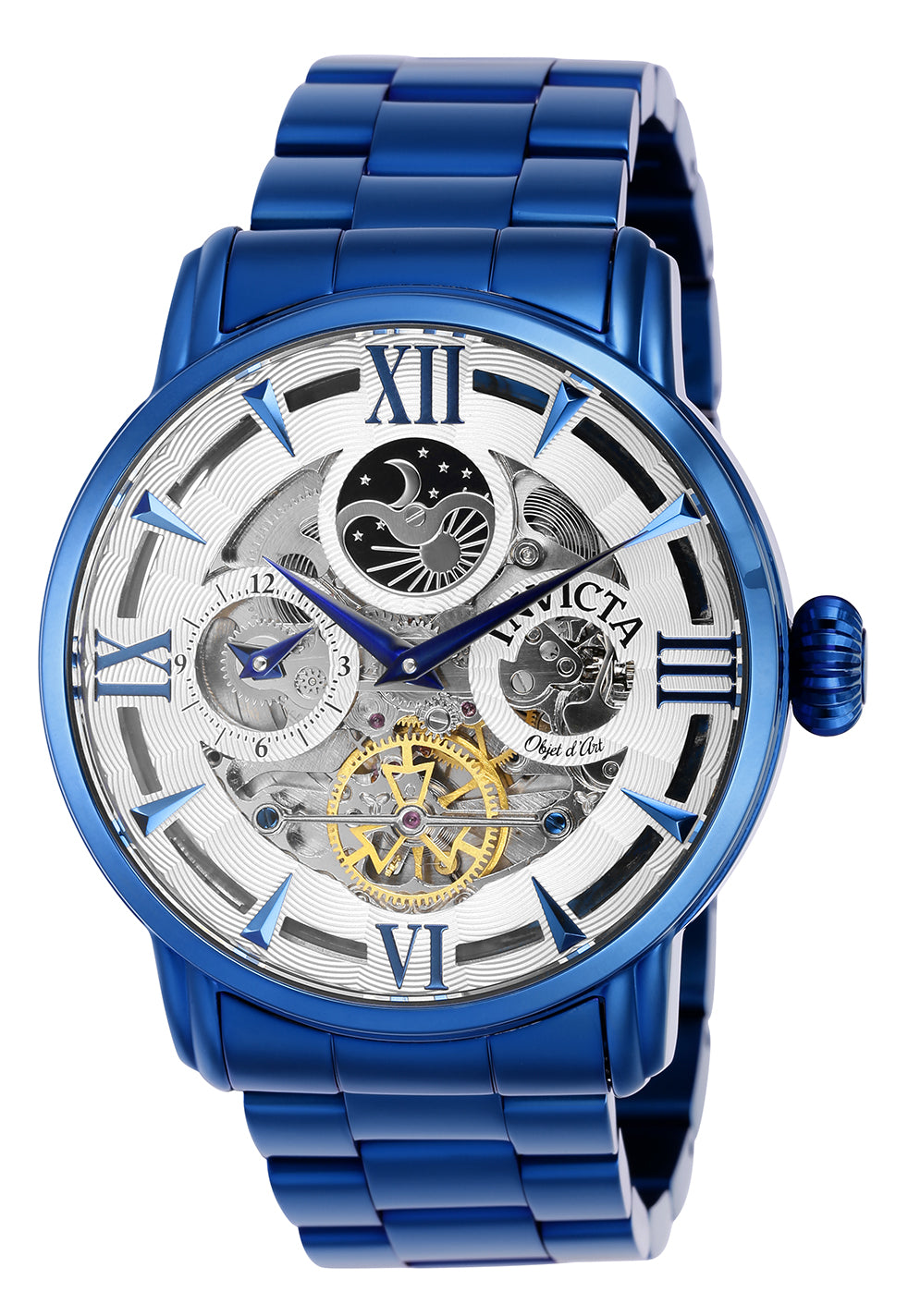 Invicta Stainless Steel Analogue Silver Dial Band Color Blue Mens Watch-40988