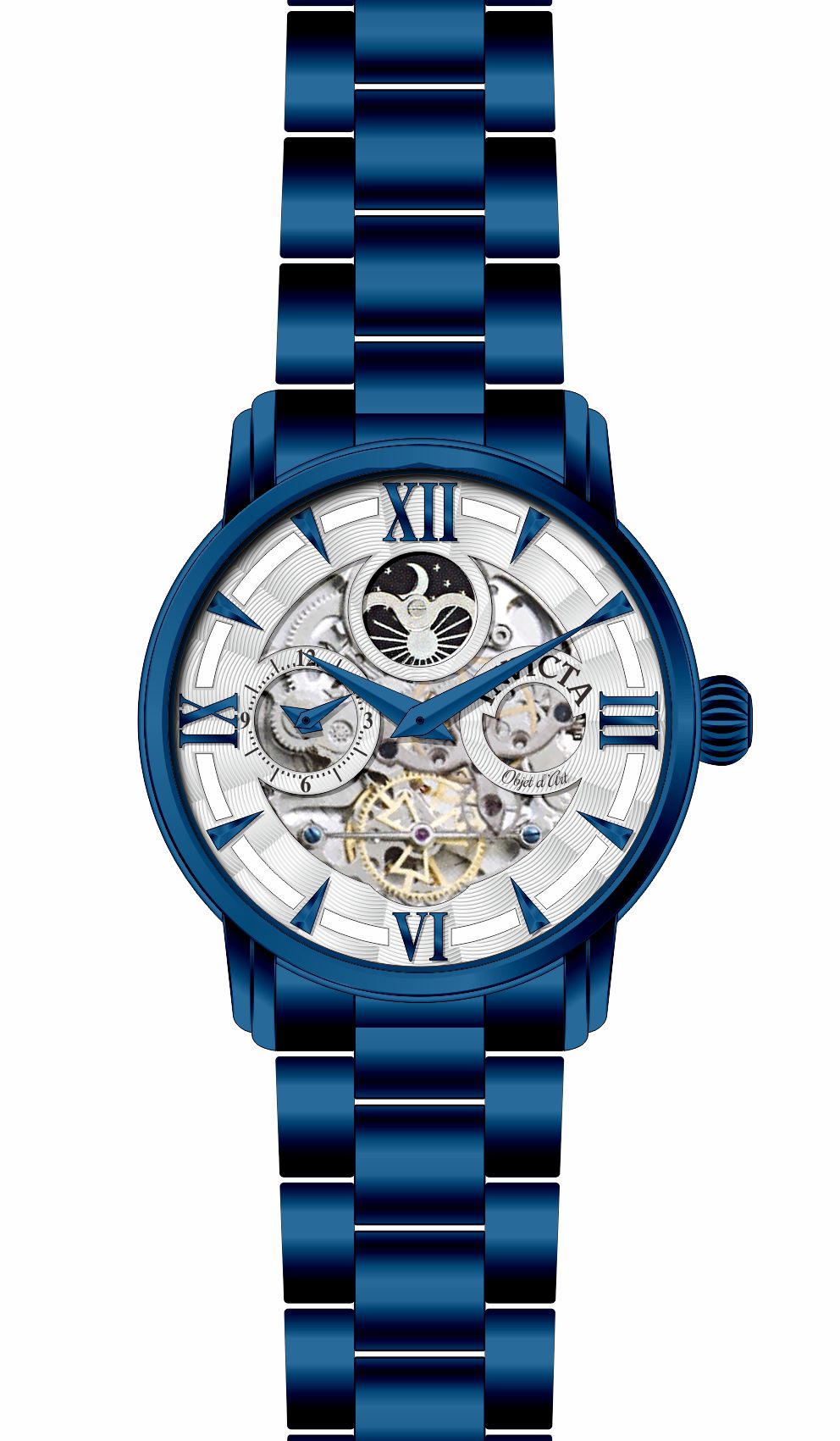 Invicta Stainless Steel Analogue Silver Dial Band Color Blue Mens Watch-40988