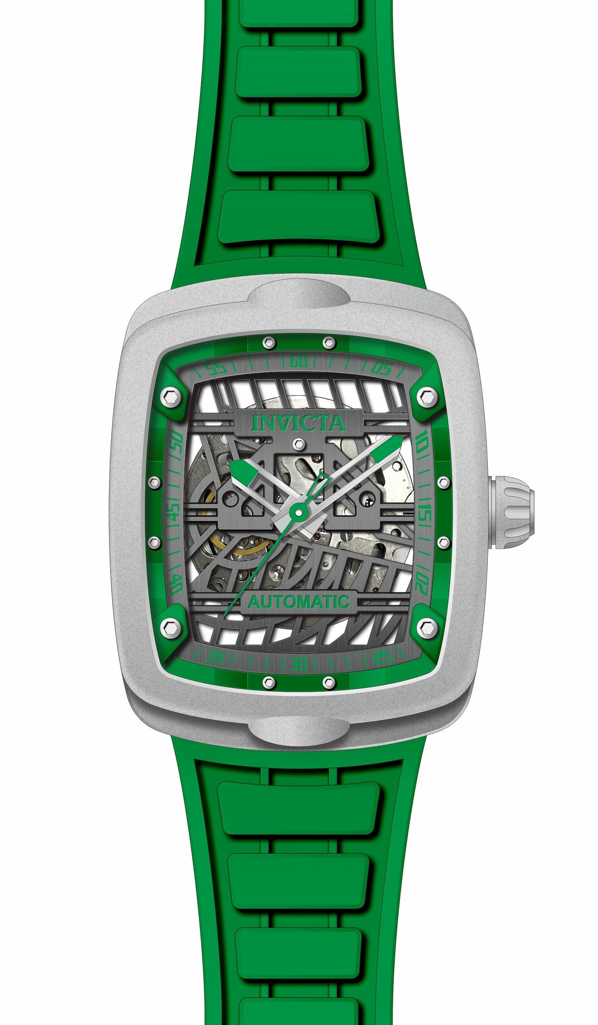 Invicta Silicone Analogue Multicolor Dial Mens Watch-44218, Band Color:Green