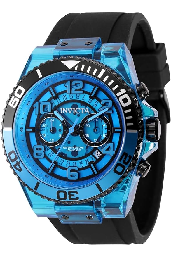 Invicta Silicone Speedway Analog Blue Dial, Band Color Black Mens Watch - 44378