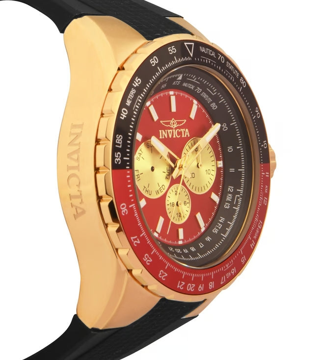 Invicta Aviator Analog Gold & Red Dial Men&