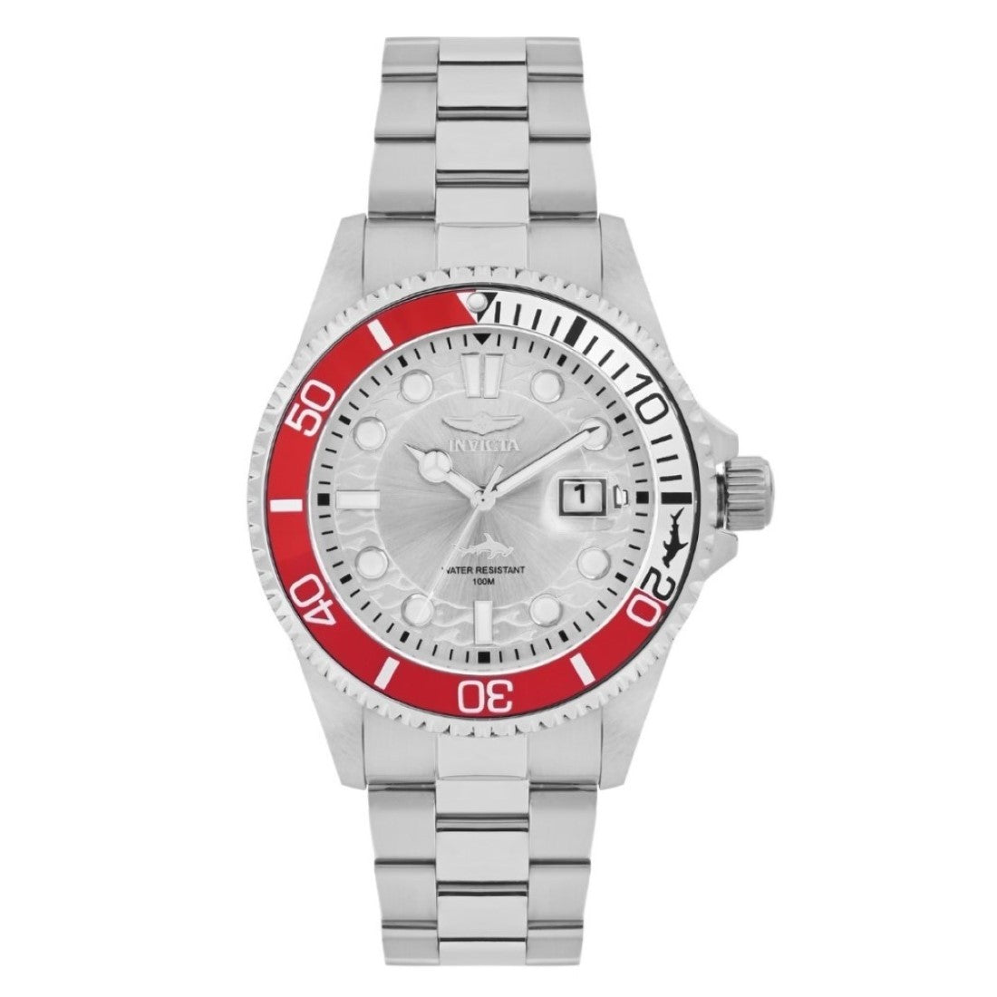 Invicta Silicone Pro Diver Analog Watch Silver Dial,Black Band for Men - 44712