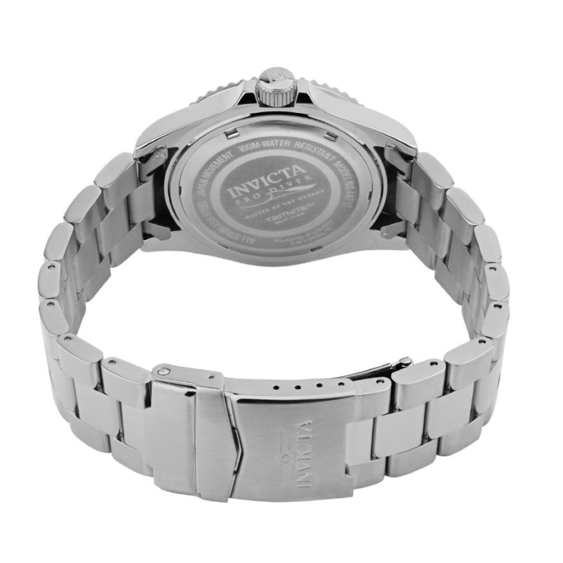 Invicta Silicone Pro Diver Analog Watch Silver Dial,Black Band for Men - 44712