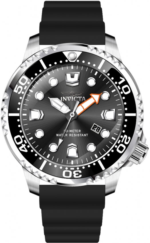 Invicta Mens Silicone Pro Diver Analog Black Dial Watch - 44832