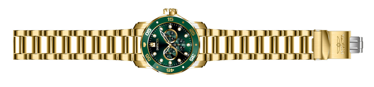 Invicta Stainless Steel Analogue Green Dial Mens Gold Band Watch-45727