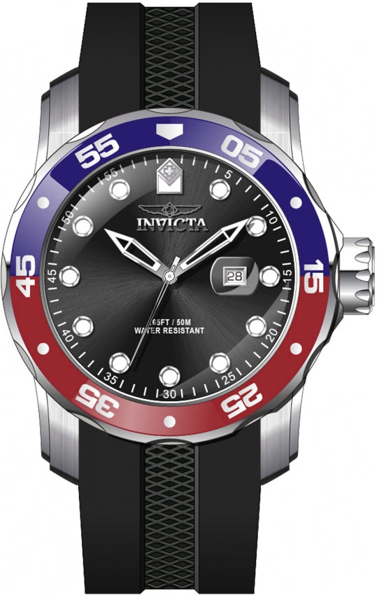 Invicta Analogue Black Dial Mens Silicone Band Watch-45735