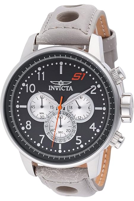 Invicta Leather Analogue Multicolour Dial , Band Color-Grey Mens Watch-45910