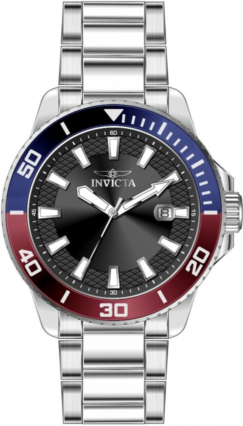 Invicta Stainless Steel Analog Black Dial, Band Color Silver Men&