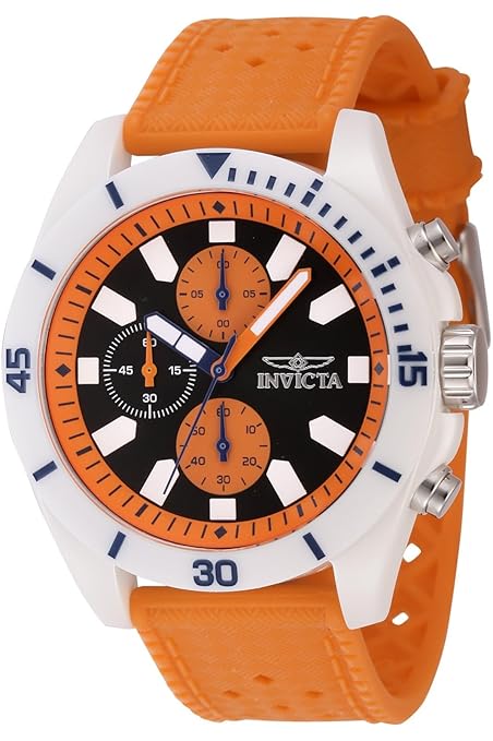 Invicta Silicone Analogue Black Dial, Band Color:Orange Mens Watch-46714