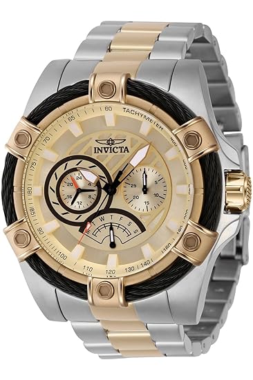 Invicta Stainless Steel Bolt Quartz Gold Dial, Band Color Multicolor Analog Watch - For Men 46867