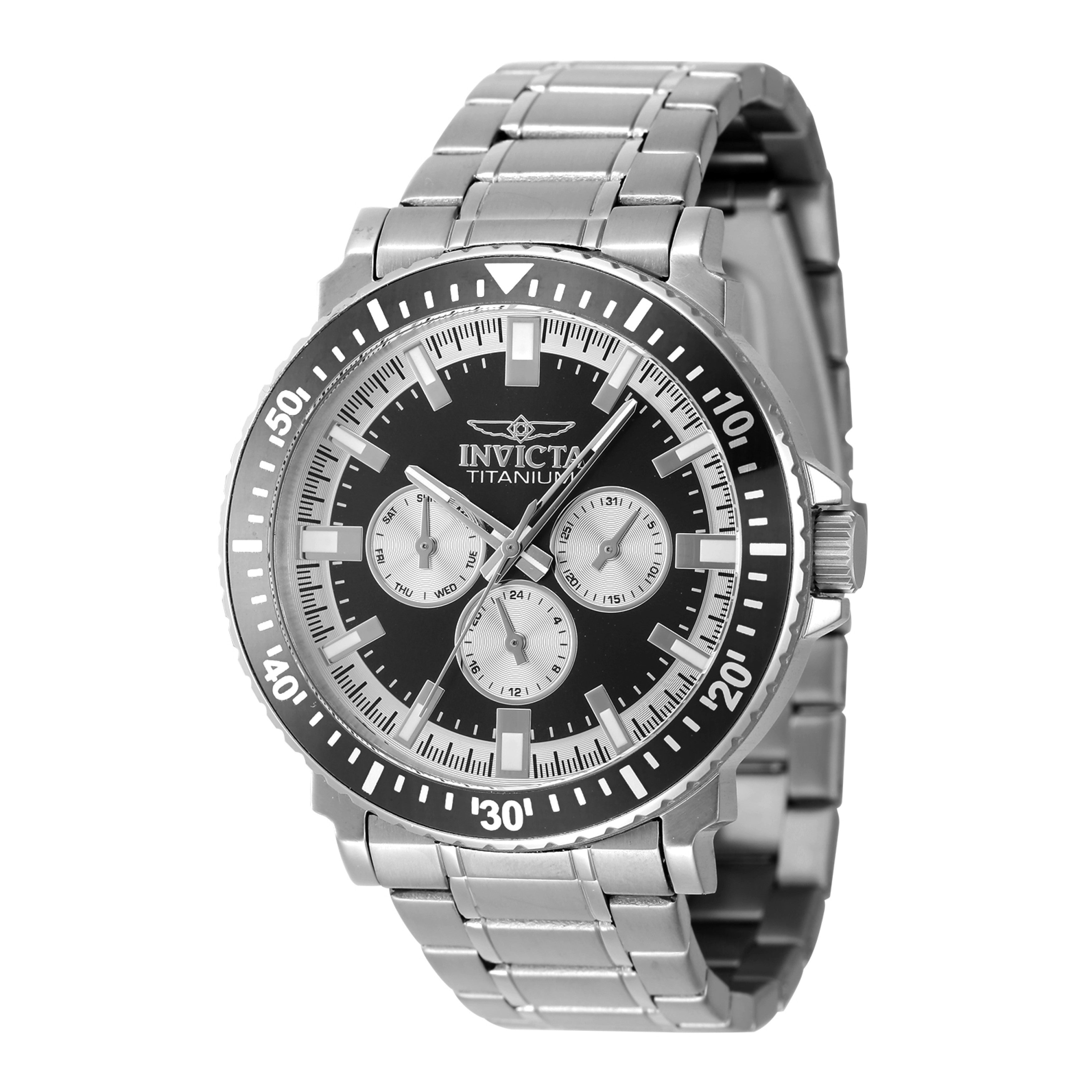 Invicta Stainless Steel Analogue Black Dial, Band Color Silver Mens Watch-47513