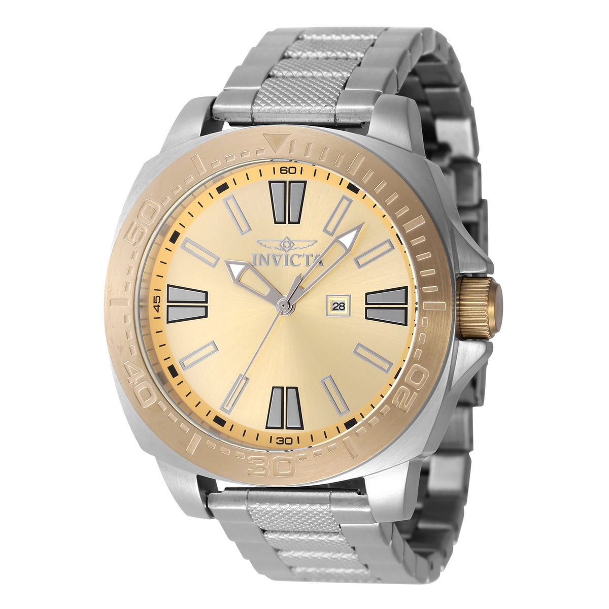 Invicta Stainless Steel Analogue Gold Dial Mens Watch-47603, Band Color Silver
