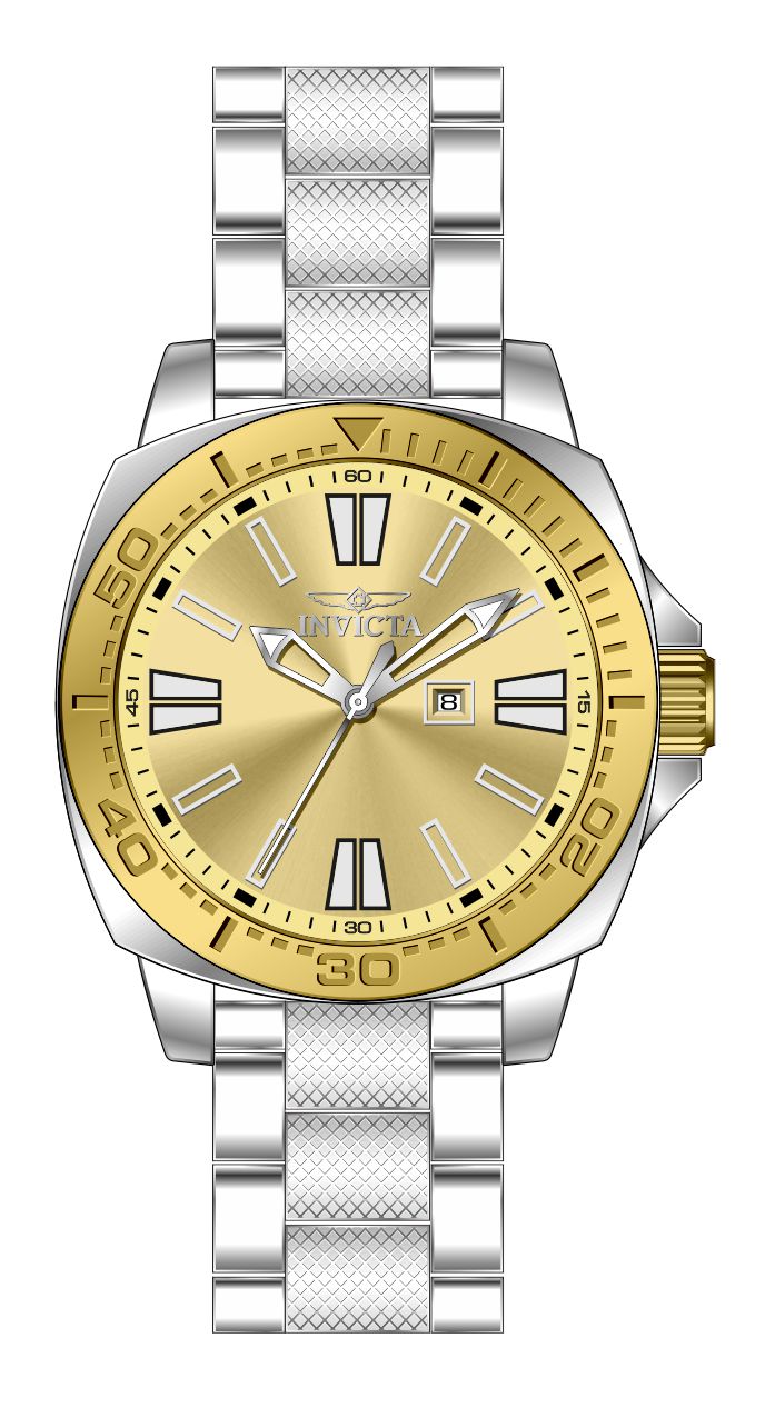 Invicta Stainless Steel Analogue Gold Dial Mens Watch-47603, Band Color Silver