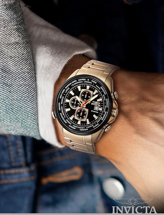 Invicta Aviator Quartz Black Dial Analog Watch For - Gents 47819