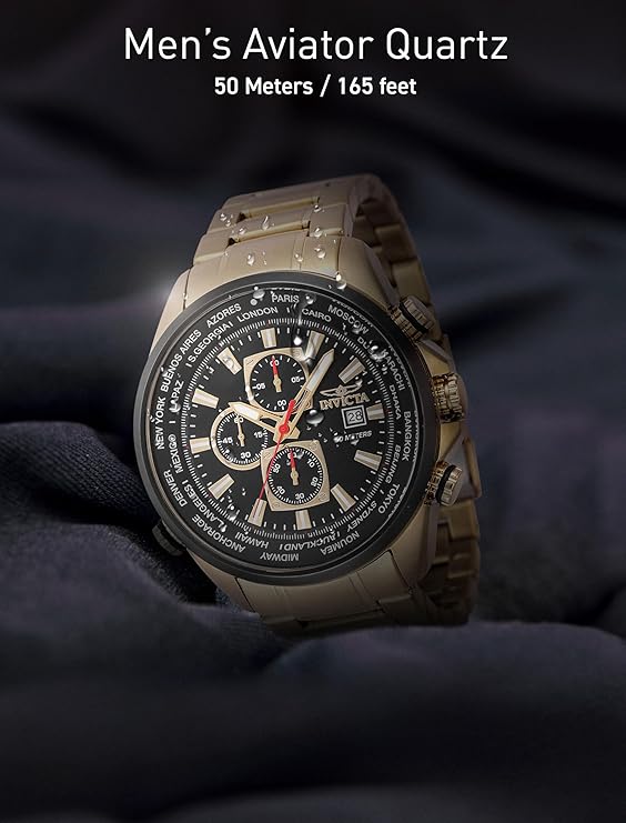 Invicta Aviator Quartz Black Dial Analog Watch For - Gents 47819