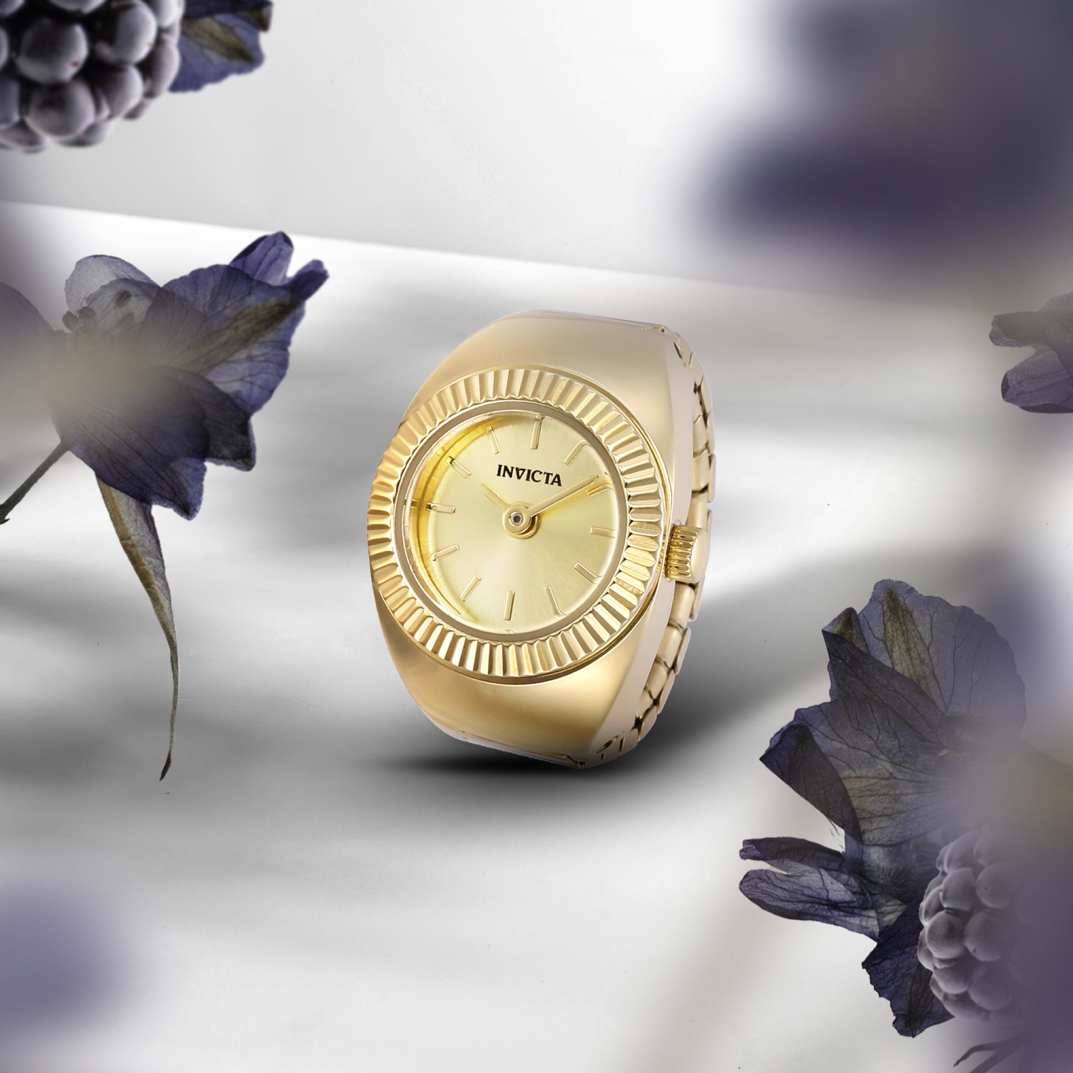 INVICTA Mini Ring Watch Quartz Movement Gold Analog Dial Watch For Ladies- 48947