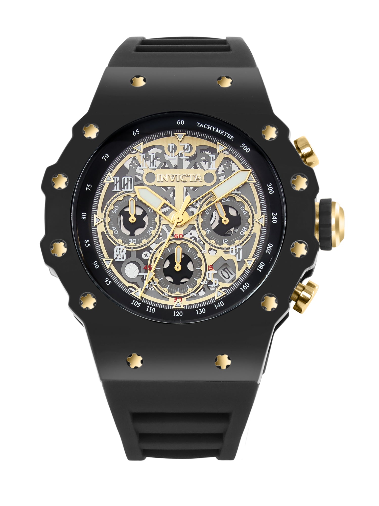 Invicta Racing Quartz Gold Dial Analog Watch For Gents - 69650