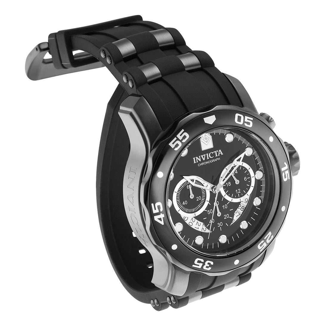Invicta Pro Diver - Scuba MenS Wrist Watch Stainless Steel Quartz Black Dial - 6986