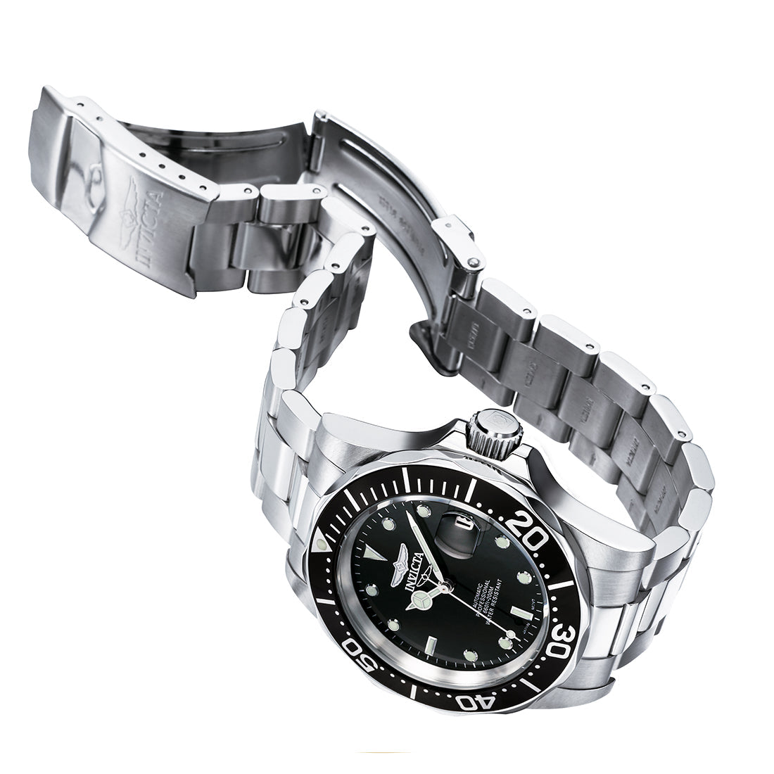 Invicta Stainless Steel Pro-Diver Analog Black Dial Men Watch-8926, Silver Band