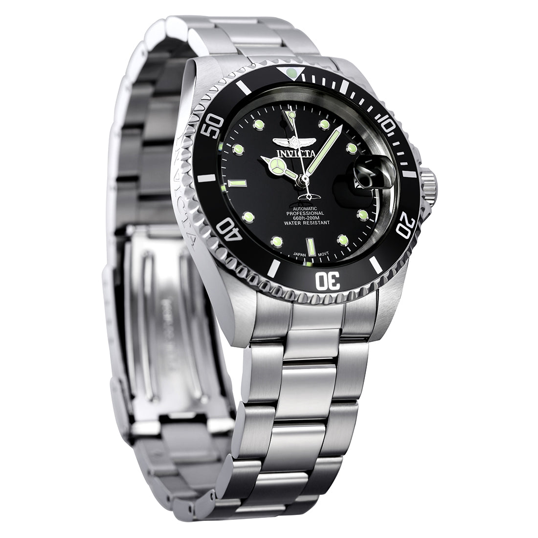 Invicta Stainless Steel Pro-Diver Analog Black Dial Men Watch-8926, Silver Band