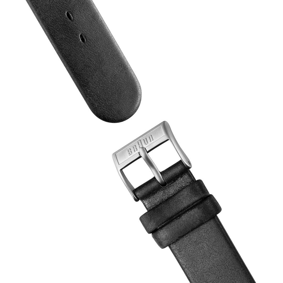 Braun Quartz Classic Watch with Black Dial and Black Leather Strap - AW10