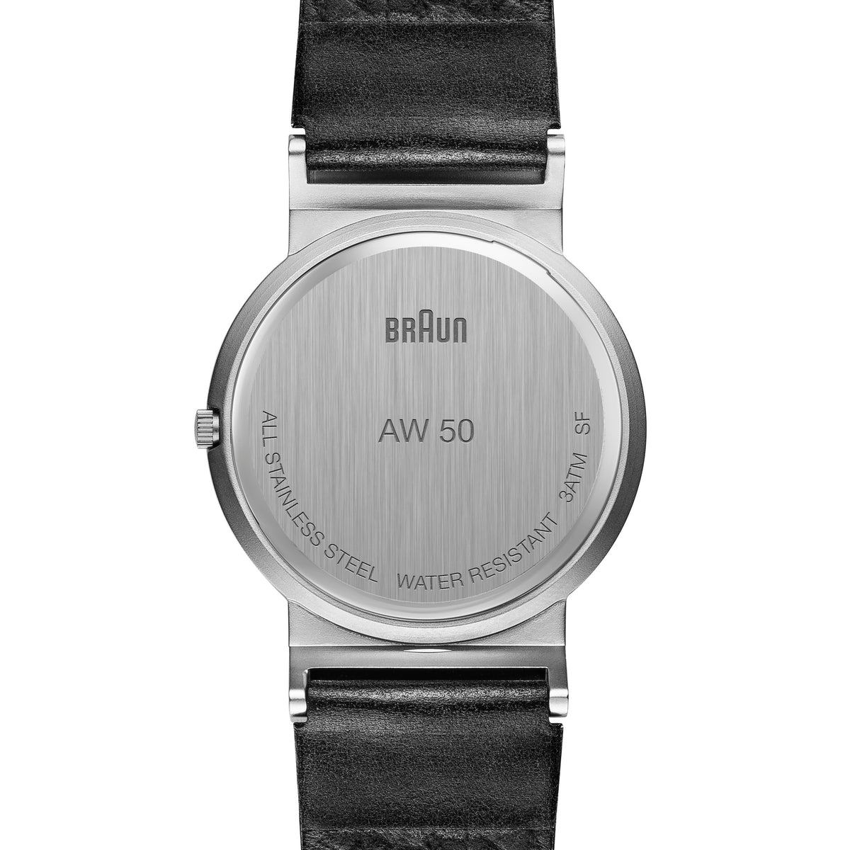 Braun Quartz Classic Watch with Black Dial and Black Leather Strap - AW50