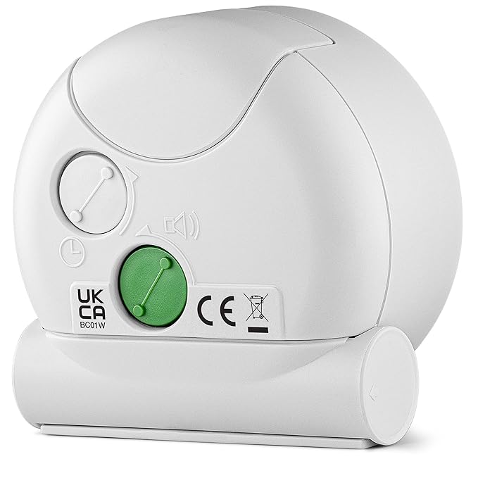Braun Classic Analogue Alarm Clock with Snooze and Light, Crescendo Beep Alarm in White - BC01W